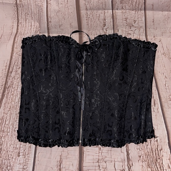 NWOT BLACK SATIN BROCADE BUSTIER PLUS SZ 3X - Picture 2 of 7